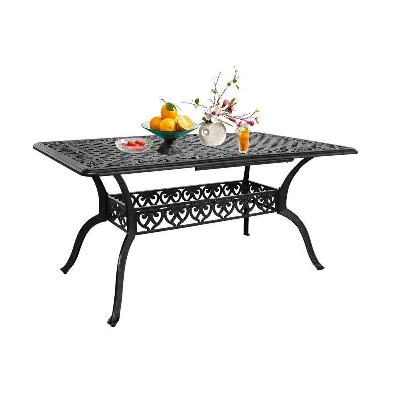 Siyah Döküm Alüminyum Dikdörtgen Bahçe Yemek Masası 152 cm - 86842