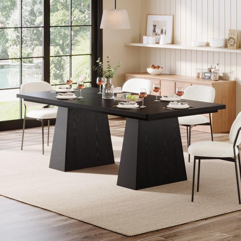 Siyah Endüstriyel Ahşap 6 Kişilik Yemek Masası 160x79 cm - 84025