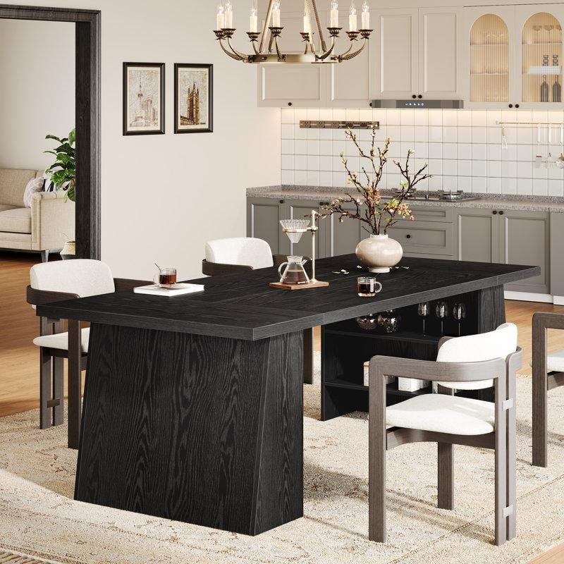 Siyah Endüstriyel Ahşap Çekmeceli Yemek Masası 160x80 cm - 86431
