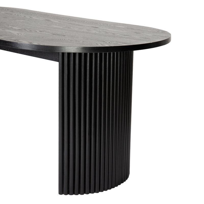 Siyah Endüstriyel Ahşap Çift Ayaklı Oval Yemek Masası 183 cm - 84385