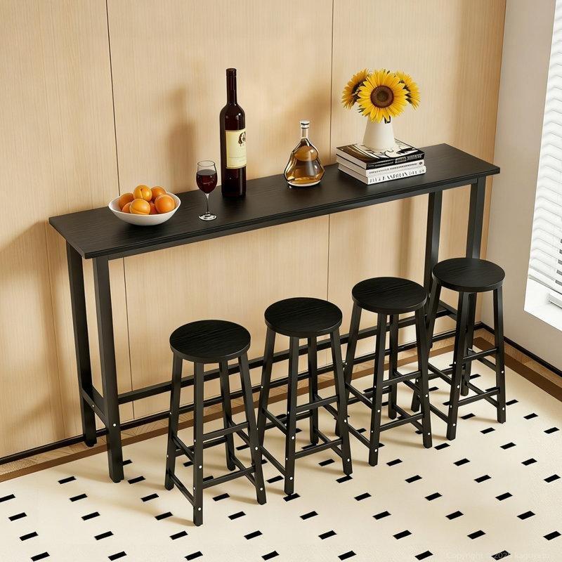 Siyah Endüstriyel Ahşap Dört Kişilik Bar Masası ve Tabure Takımı - 85696.0 Siyah Endüstriyel Ahşap Dört Kişilik Bar Masası ve Tabure Takımı - 85696.0