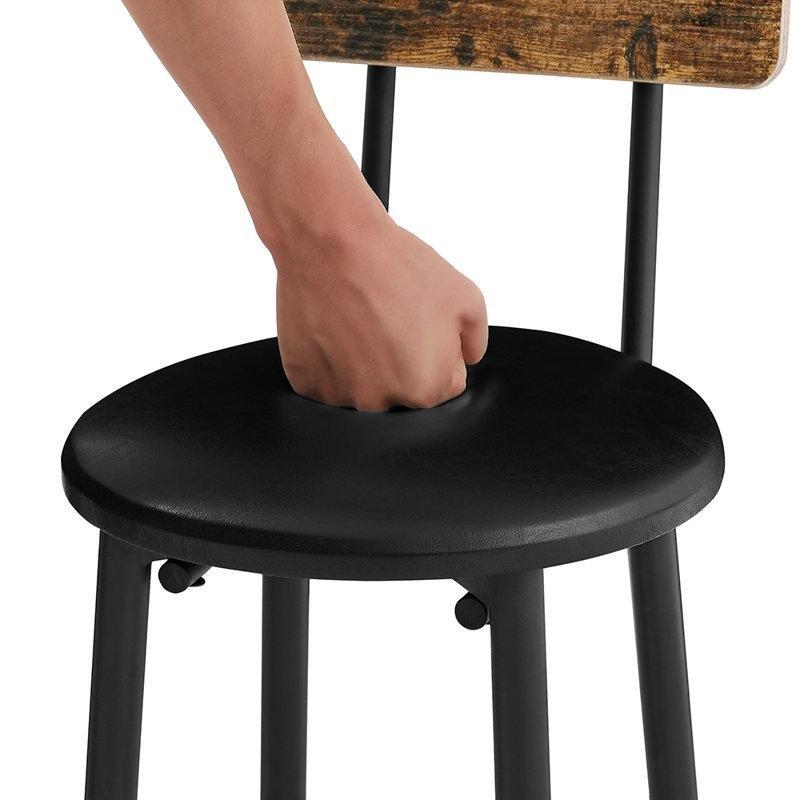 Siyah Endüstriyel Ahşap Kare Küçük Mutfak Masası 60x60 cm İki Kişilik Yüksek Boy Oturma Seti - 85609.0