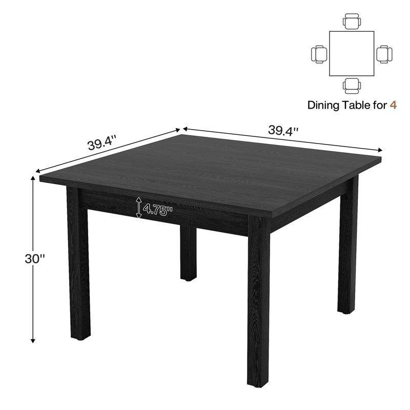 Siyah Endüstriyel Ahşap Kare Yemek Masası 100x100 cm - 87577