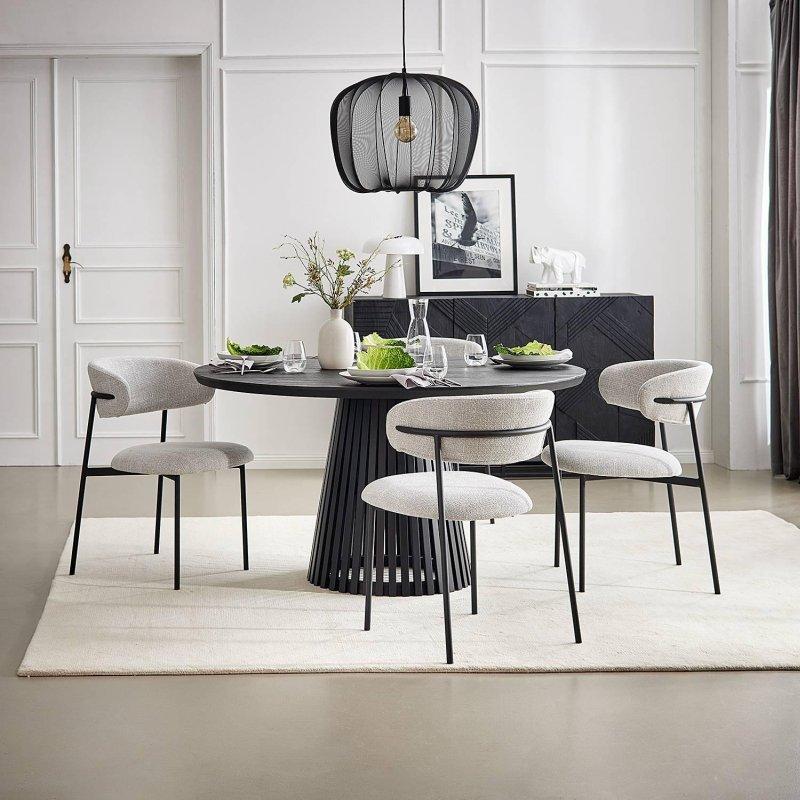 Siyah Endüstriyel Ahşap Yuvarlak Yemek Masası 140 cm - 83842