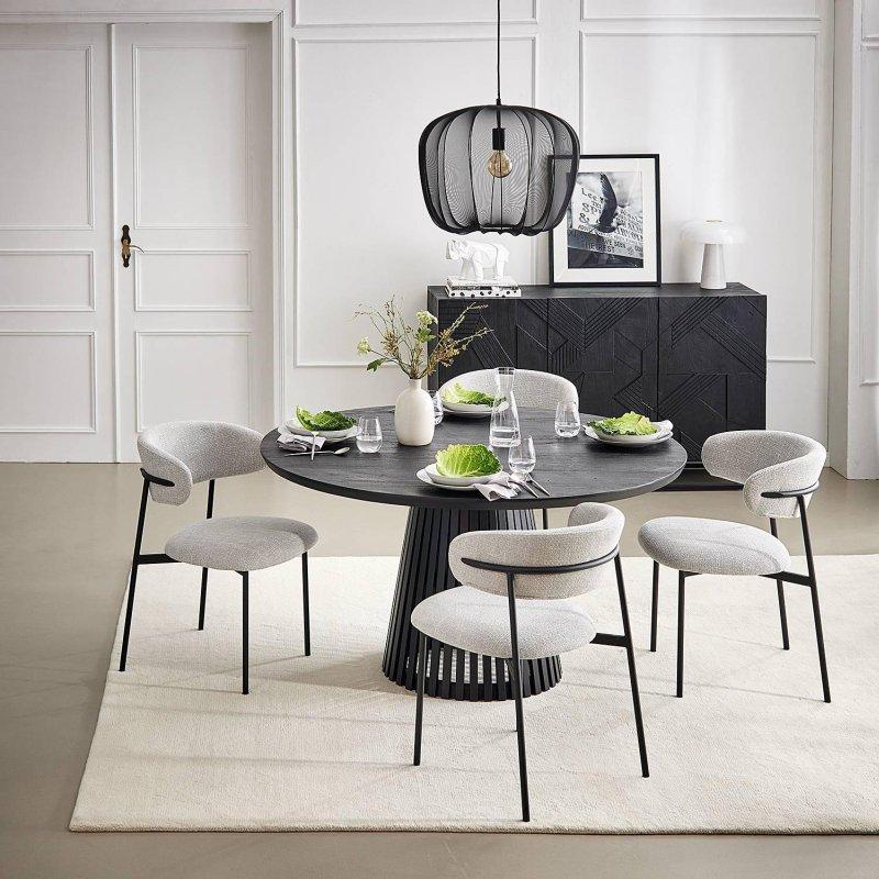 Siyah Endüstriyel Ahşap Yuvarlak Yemek Masası 140 cm - 83842