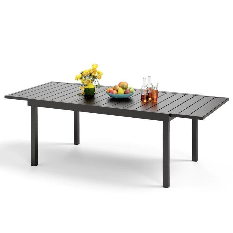 Siyah Endüstriyel Çelik Genişletilebilir Bahçe Yemek Masası 155 cm - 84487