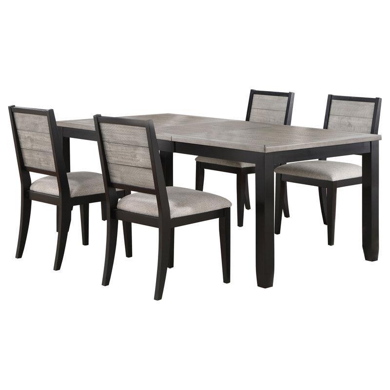 Siyah Gri İki Tonlu Açılır Mutfak Masası 152 cm Uzatılabilir 4 Sandalyeli Set - 85075.0