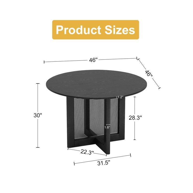 Siyah Hasırlı Pedestal Yemek Masası 117 cm - 83584