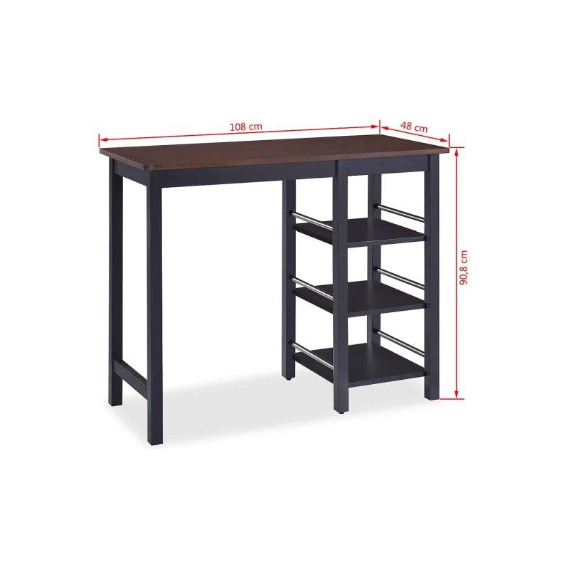 Siyah Kahverengi MDF Bar Masası ve Tabure Takımı 108x48x91 cm - 88648