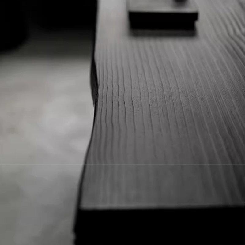 Siyah Karbonize Masif Ahşap Bohem Mutfak Masası 140x70 cm ve 4 Sandalyeli Set - 85261.0