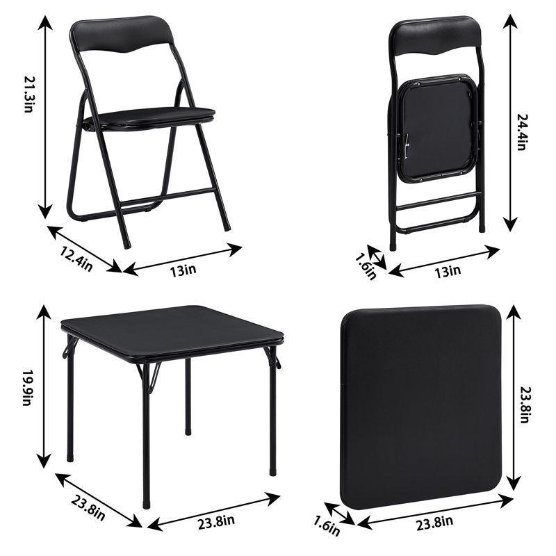 Siyah Katlanabilir Çocuk Yemek Masası 60x60 cm Dört Sandalyeli Set - 86506