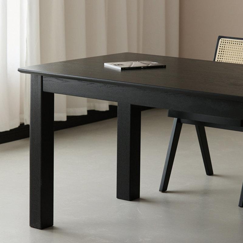 Siyah Masif Ahşap Bohem Mutfak Masası 210x80 cm ve 4 Sandalye Seti - 85288.0