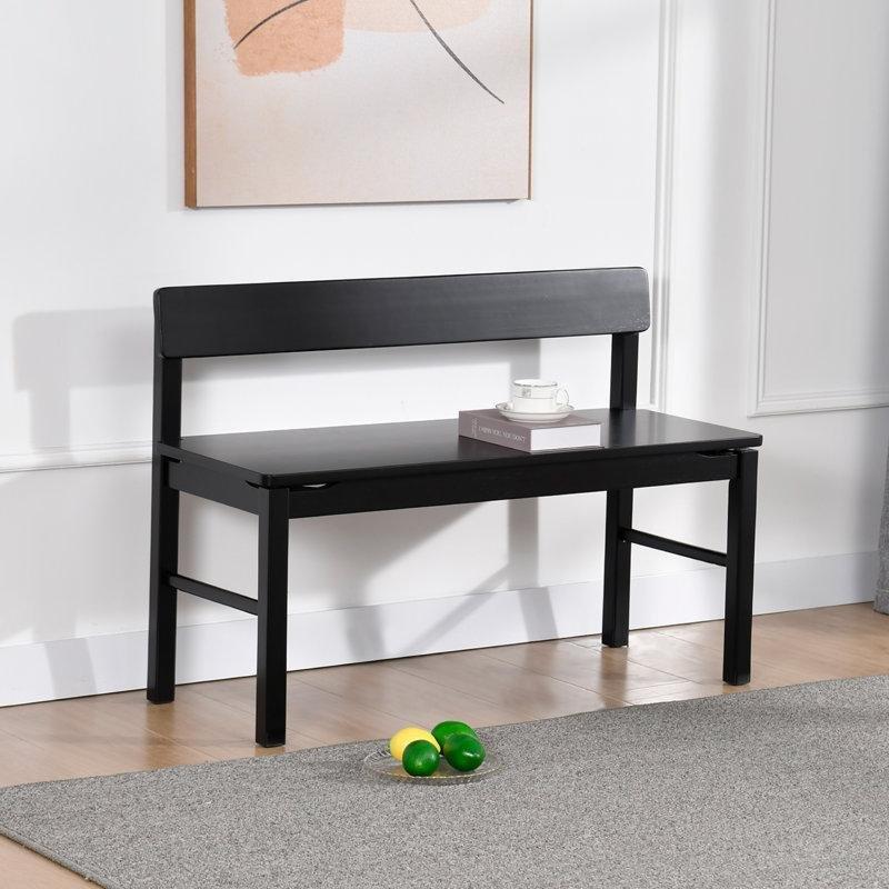 Siyah Masif Ahşap Modern Yemek Masası Bench 101 cm - 88300