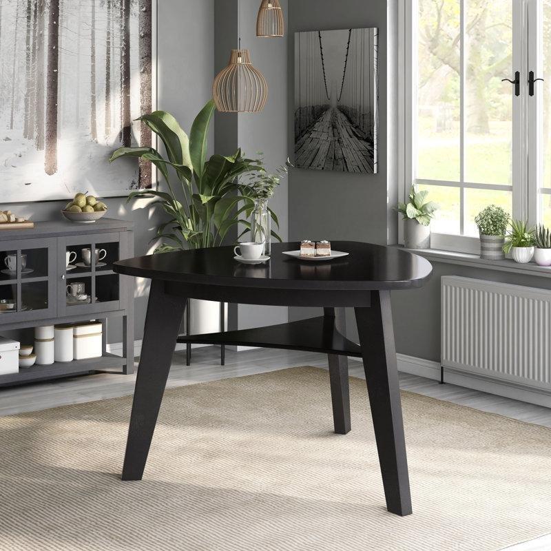 Siyah Masif Ahşap Üçgen Yemek Masası 135 cm - 87121