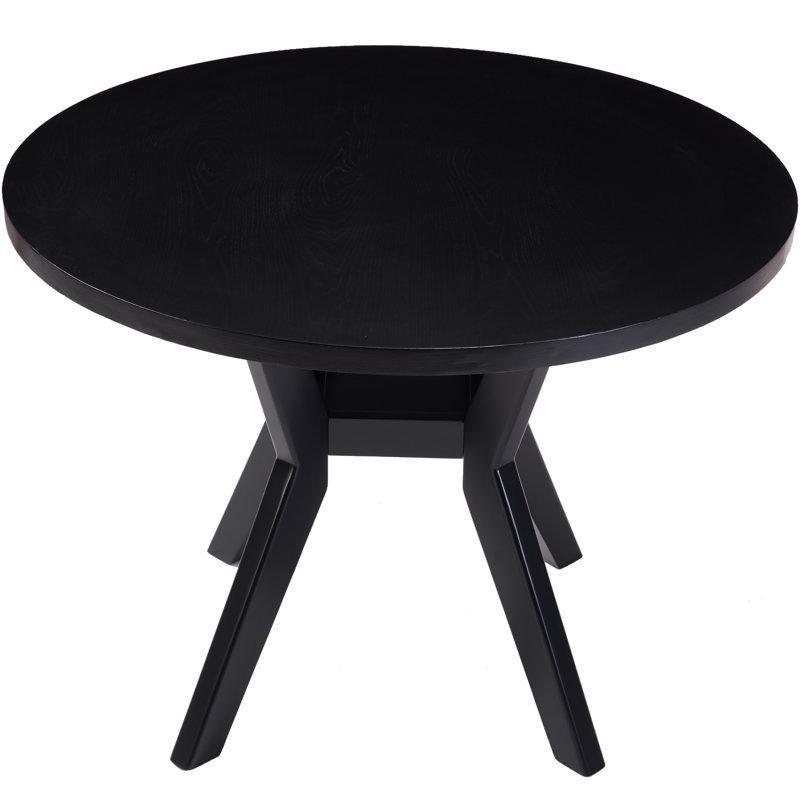 Siyah Masif Ahşap Yuvarlak Yemek Masası 107 cm - 87271