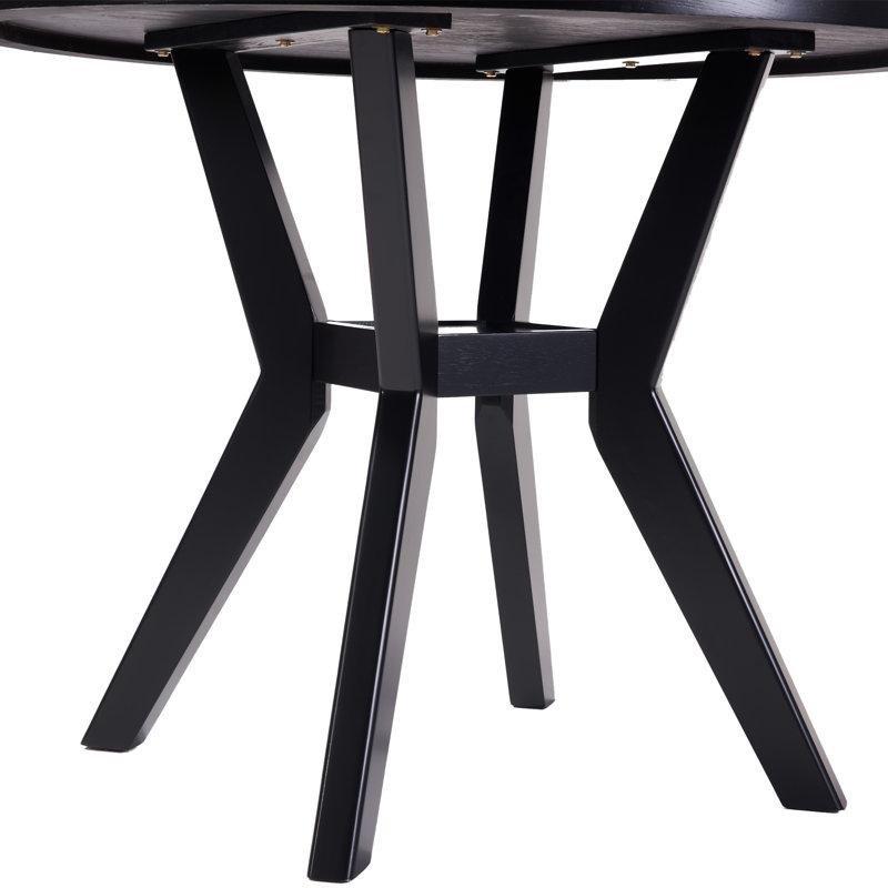 Siyah Masif Ahşap Yuvarlak Yemek Masası 107 cm - 87271