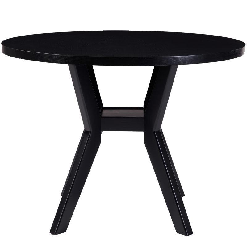 Siyah Masif Ahşap Yuvarlak Yemek Masası 107 cm - 87271