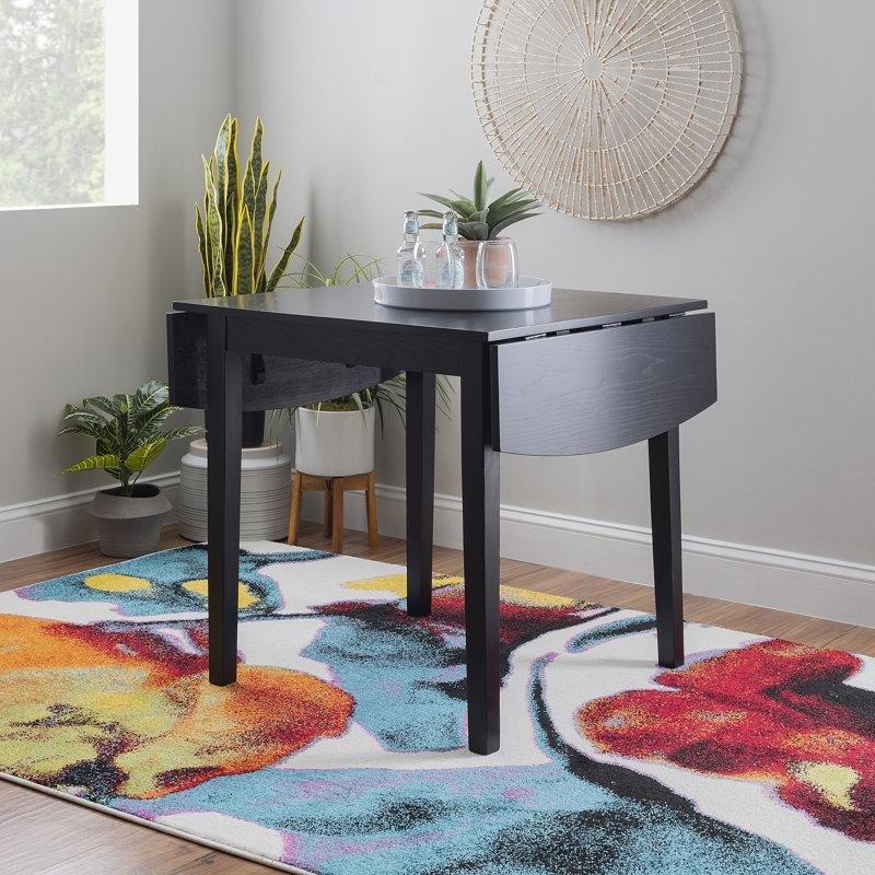 Siyah Masif Kauçuk Ağacı Yapraklı Kare Yemek Masası 122 cm - 87538