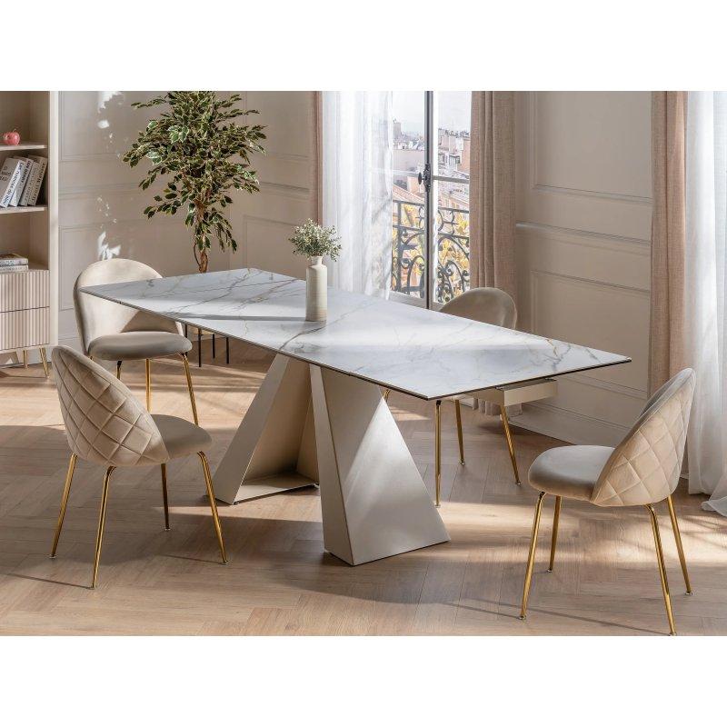 Siyah Mermer Desenli Açılır Yemek Masası 160-240 cm - 83278