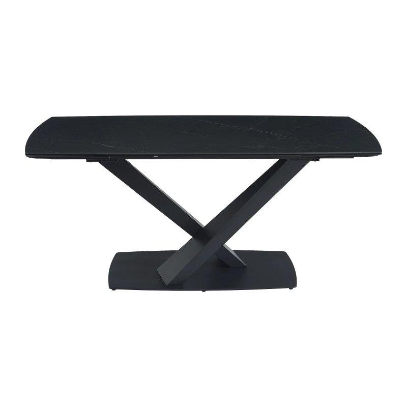 Siyah Mermer Desenli Cam Seramik Metal Açılır Yemek Masası 220-280 cm - 83221