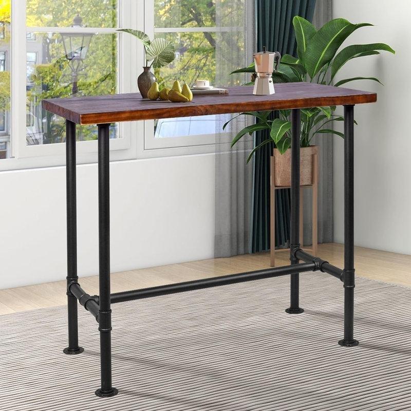 Siyah Metal Ayaklı Çam Masif Ahşap Yemek Masası 120x60x105 cm - 85984