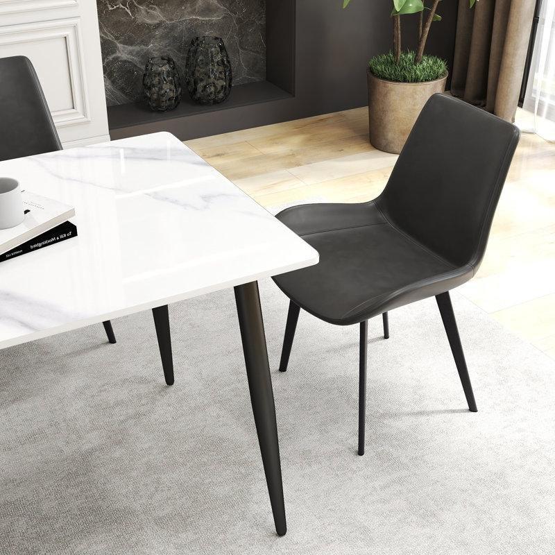 Siyah Metal Ayaklı Gold Detaylı Mermer Yemek Masası 140x80 cm - 84850