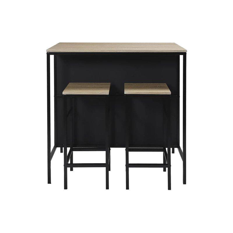 Siyah Metal Ayaklı MDF Mutfak Masası 100x60 cm Tabure Seti - 88603
