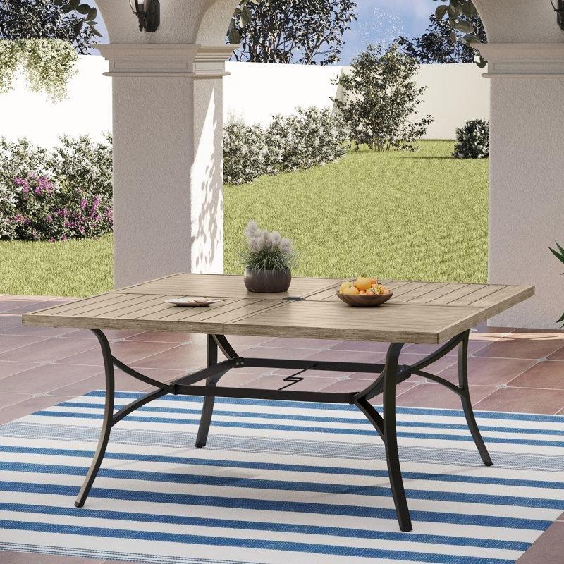 Siyah Metal Çerçeveli Kare Bahçe Yemek Masası 150x150 cm - 84517