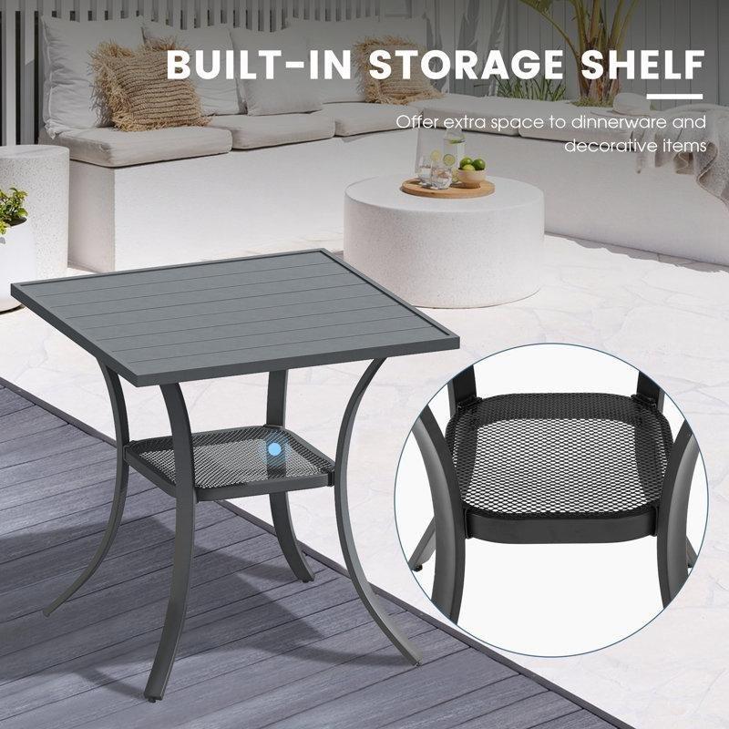 Siyah Metal Çerçeveli Kare Bahçe Yemek Masası 70 cm - 84541