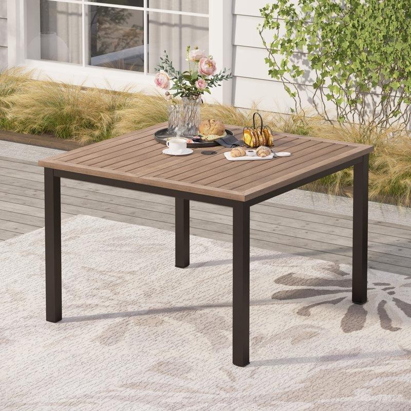 Siyah Metal Çerçeveli Kare Tasarımlı Açık Hava Bahçe Yemek Masası 107 cm - 84547