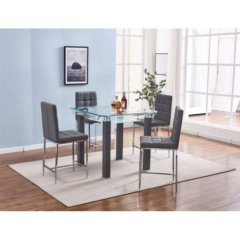 Siyah Metal Çerçeveli Temperli Cam Kare Yemek Masası 90x100 cm - 87571