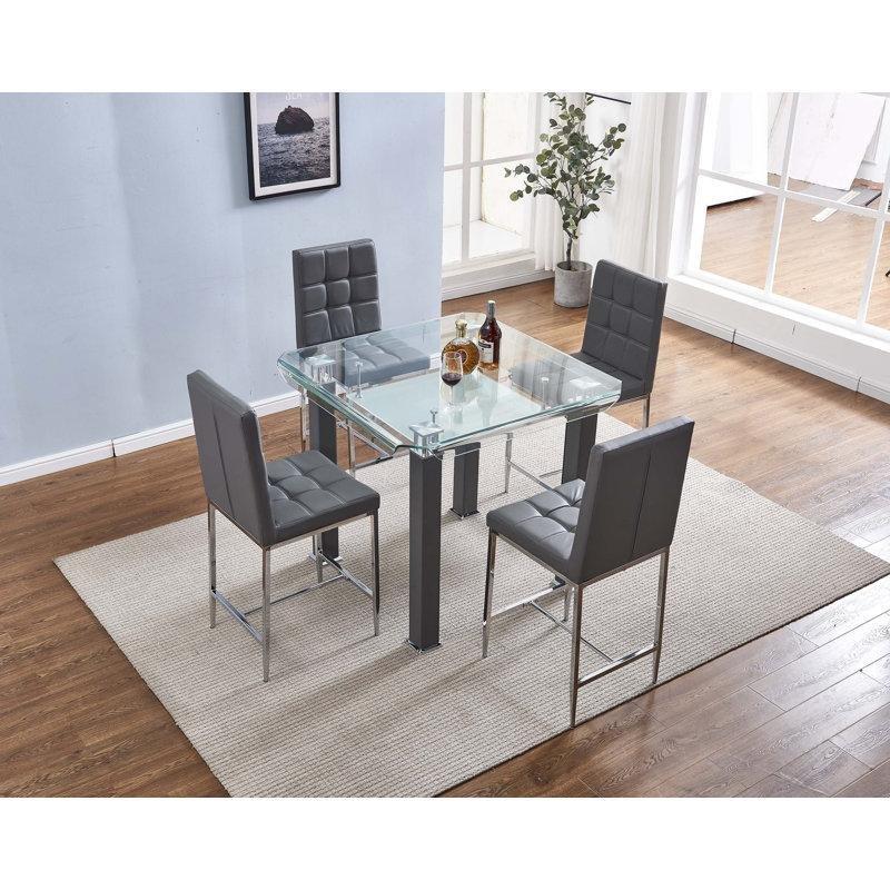Siyah Metal Çerçeveli Temperli Cam Kare Yemek Masası 90x100 cm - 87571
