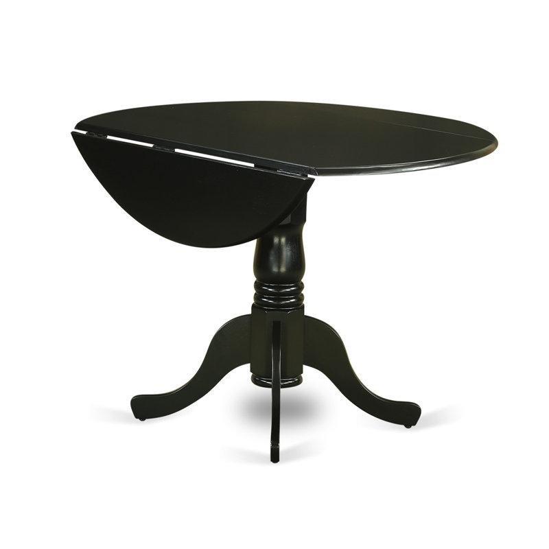 Siyah Pedestal Tabanı Açılır Yuvarlak Ahşap Mutfak Masası ve Krem Renk Düğmeli Keten Kumaş Sandalye Seti - 85411.0