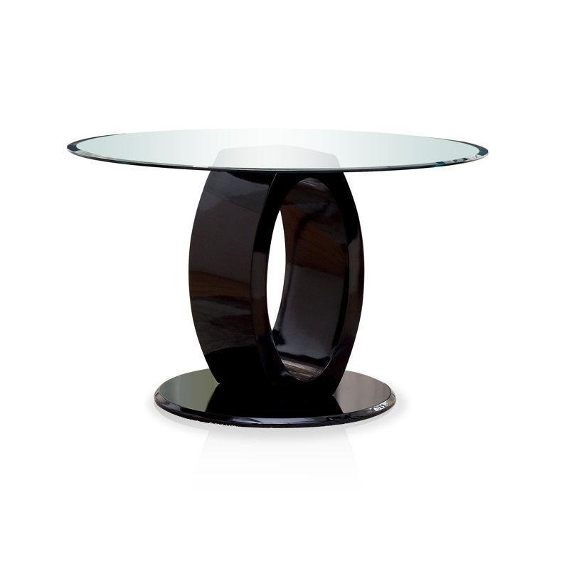 Siyah Tabanli Yuvarlak Cam Yemek Masası 122 cm - 84715