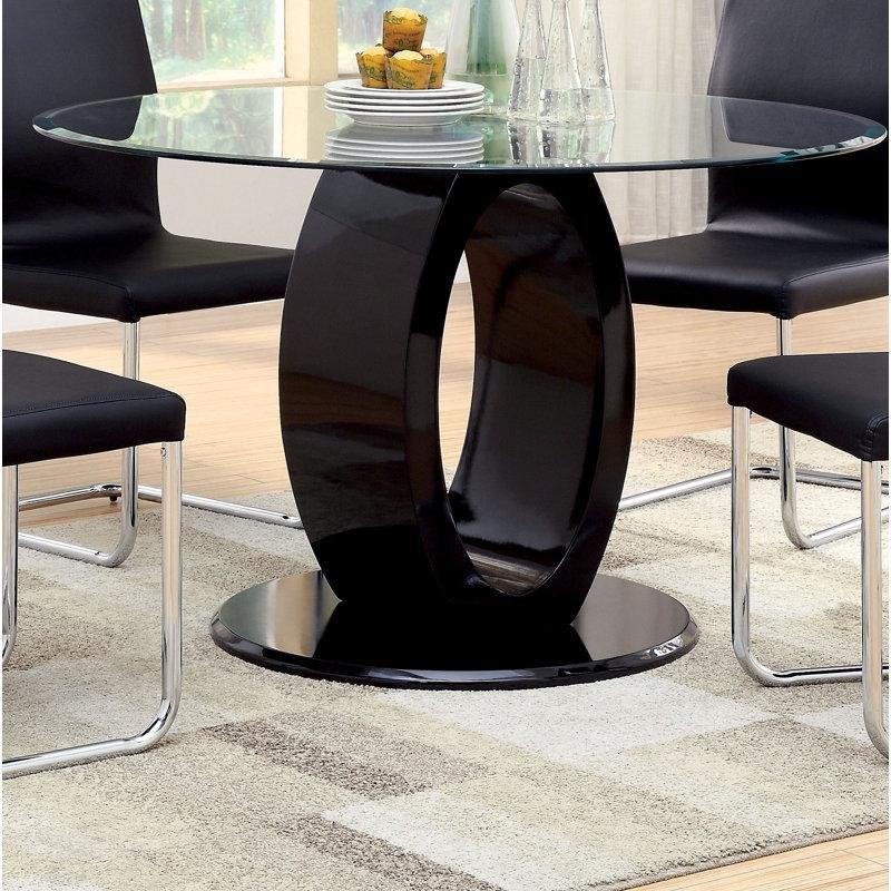 Siyah Tabanli Yuvarlak Cam Yemek Masası 122 cm - 84715