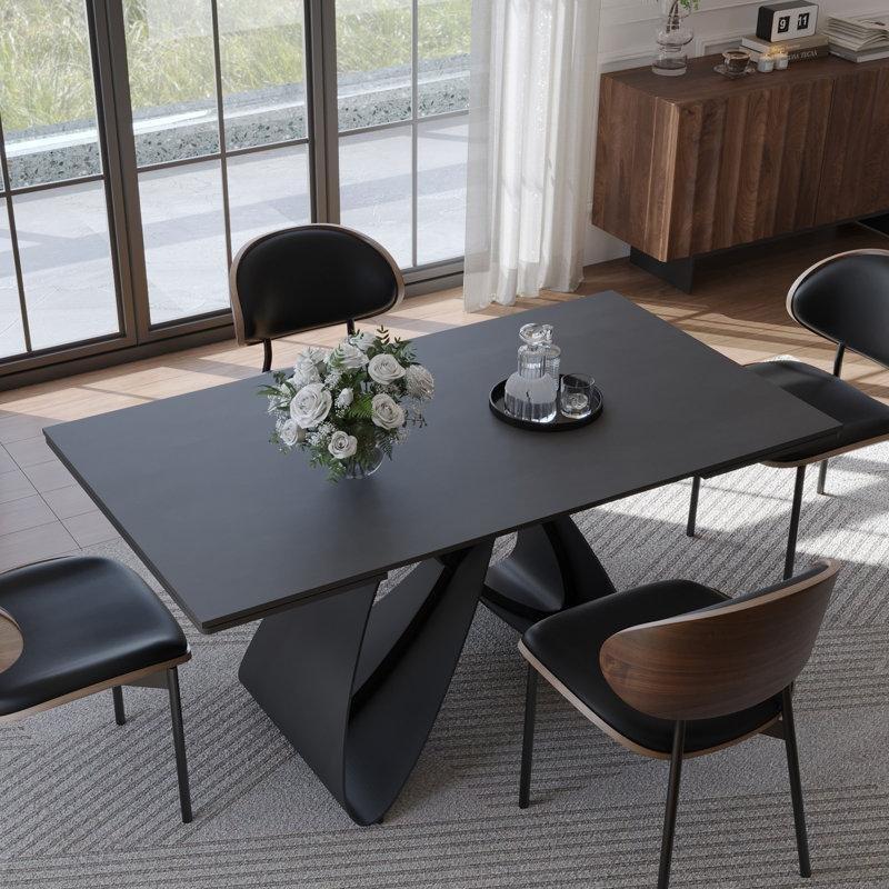 Siyah Taş Görünümlü Açılır Yemek Masası 160-240 cm - 83410