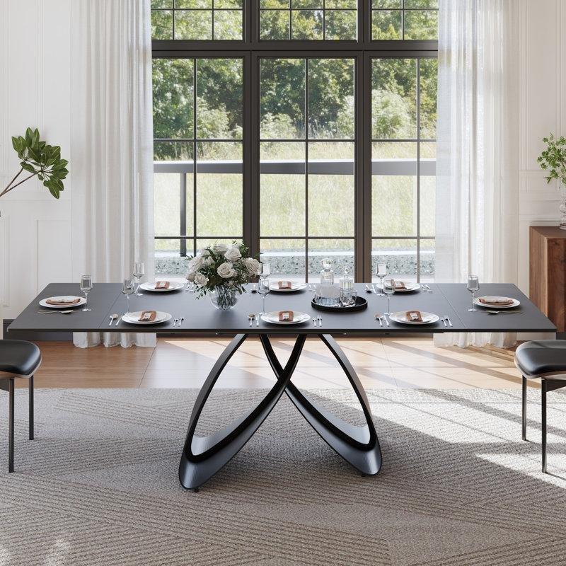 Siyah Taş Görünümlü Açılır Yemek Masası 160-240 cm - 83410 Siyah Taş Görünümlü Açılır Yemek Masası 160-240 cm - 83410