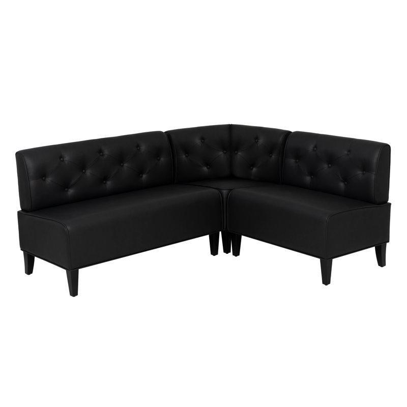 Siyah Yapay Deri Düğmeli Yemek Masası Bench 186 cm - 88321