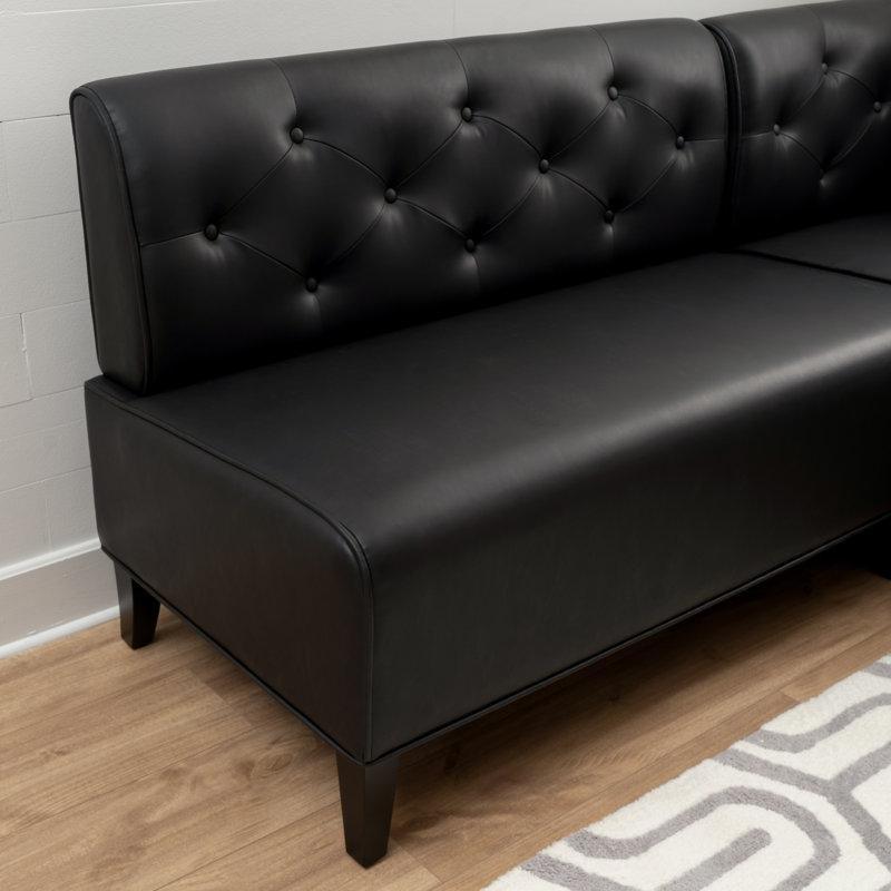 Siyah Yapay Deri Düğmeli Yemek Masası Bench 186 cm - 88321