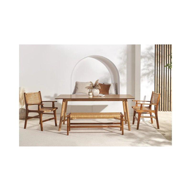 Skandinav Tarzı Açık Ceviz Renkli Frene Kaplı Dikdörtgen Yemek Masası 120x75 cm - 87145
