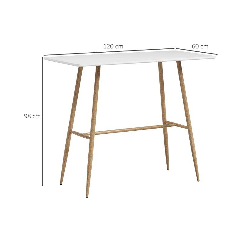 Skandinav Tarzı Beyaz Ahşap Görünümlü Bar Masası 120x60x98 cm - 88630