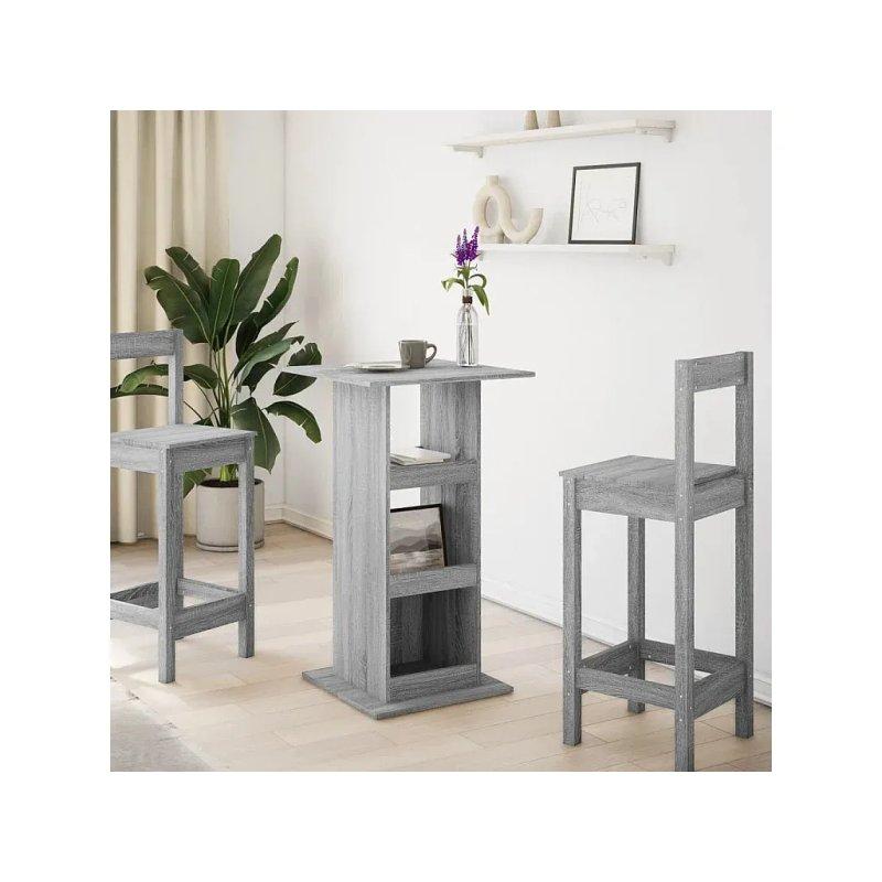 Sonoma Gri Endüstriyel Ahşap Raflı Bar Masası 60x60x102 cm - 88657