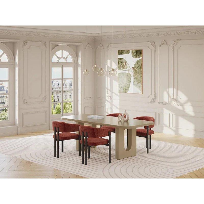 Taupe Renkli MDF Malzeme 200x100 cm Sekiz Kişilik Dikdörtgen Yemek Masası - 87199