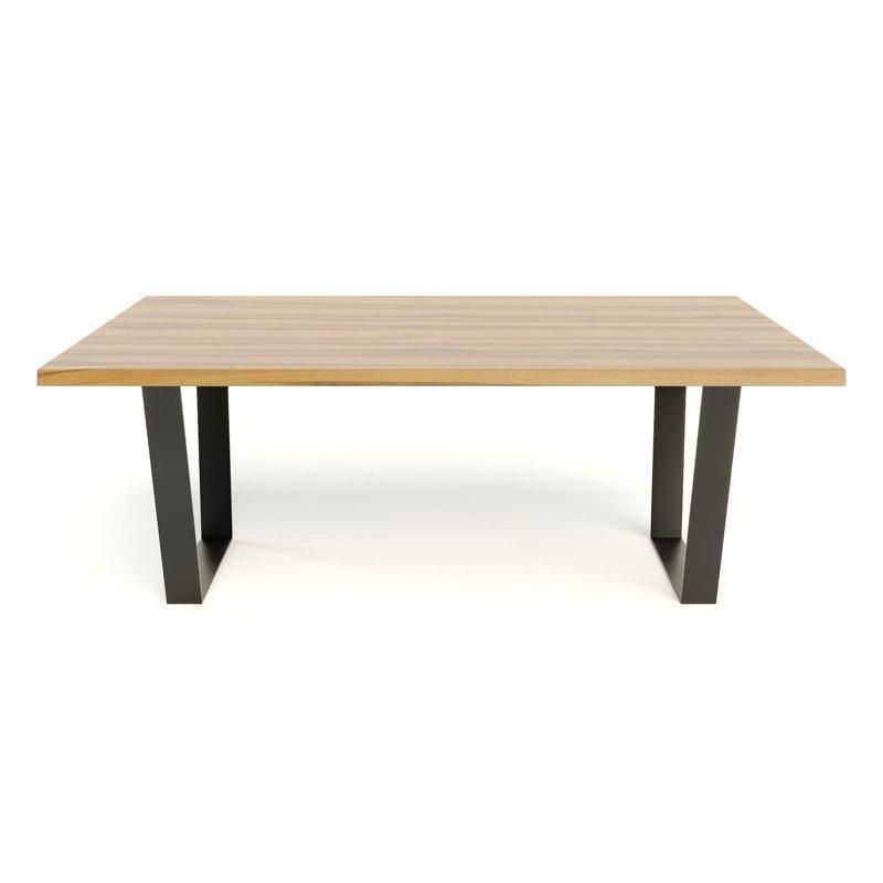 Teak Masif Ahşap Üstlü Siyah Metal Ayaklı Yemek Masası 78x44 cm - 87901