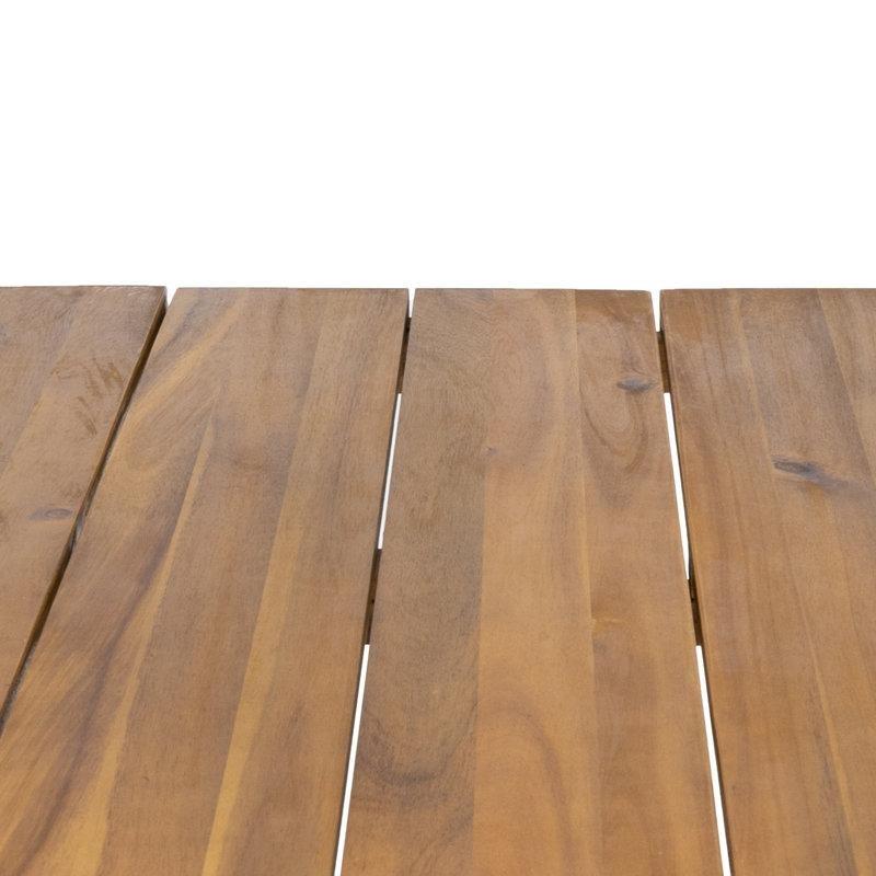 Teak Rengi Akasya Masif Ahşap Metal Ayaklı Yemek Masası 180 cm - 85864