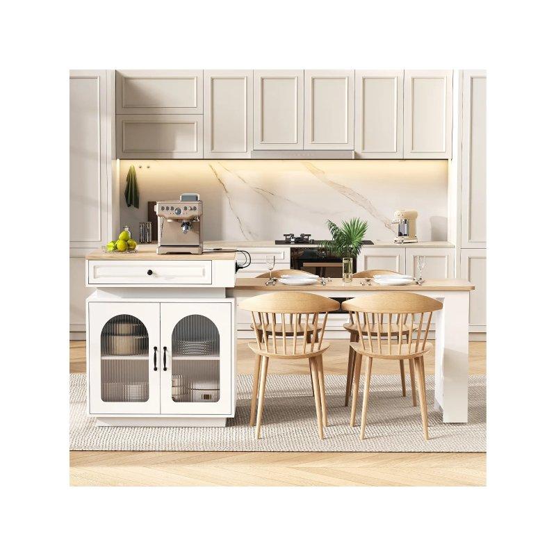 Tekerlekli Genişletilebilir Mutfak Masası 128x71x92 cm MDF Cam Siyah - 88537