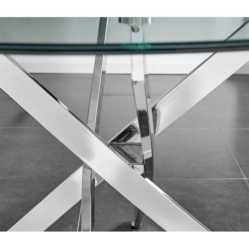 Tierra Gümüş Ayaklı Yuvarlak Cam Yemek Masası 75 cm - 84802