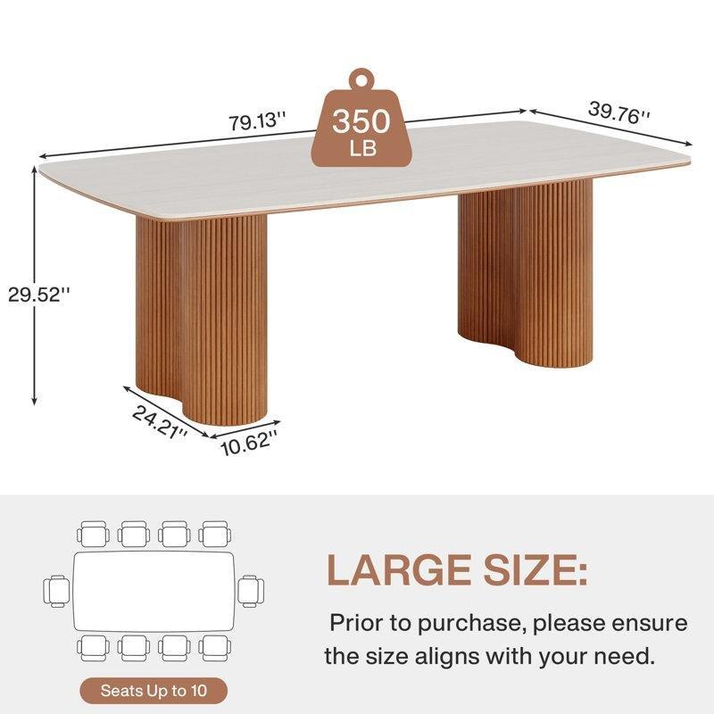 Traverten Taşlı 200 cm Endüstriyel Ahşap Açılır Yemek Masası - 83413