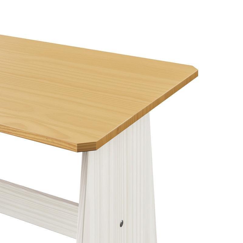 Treya Çam Ahşap Beyaz ve Bal Renkli Dikdörtgen Mutfak Masası 100x60 cm 2 Tezgahsız Bench Seti - 88729