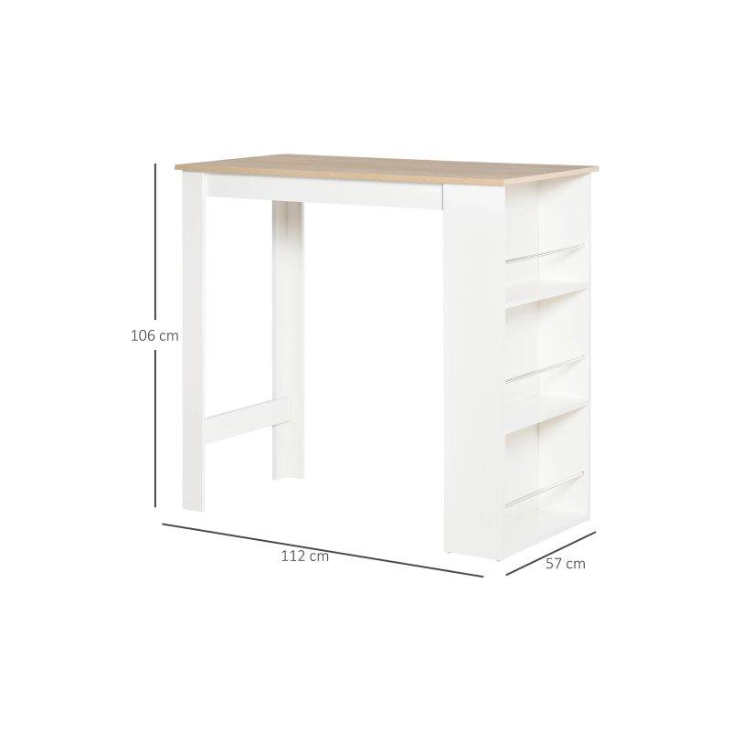 Üç Raflı Açık Ceviz ve Beyaz Mutfak Masası 112x57x106 cm - 88534